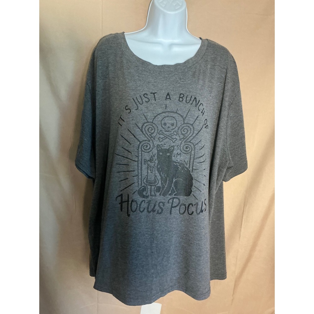 Unbranded Hocus Pocus Graphic T-Shirt Women XL Gray Excellent Black Cat Skull